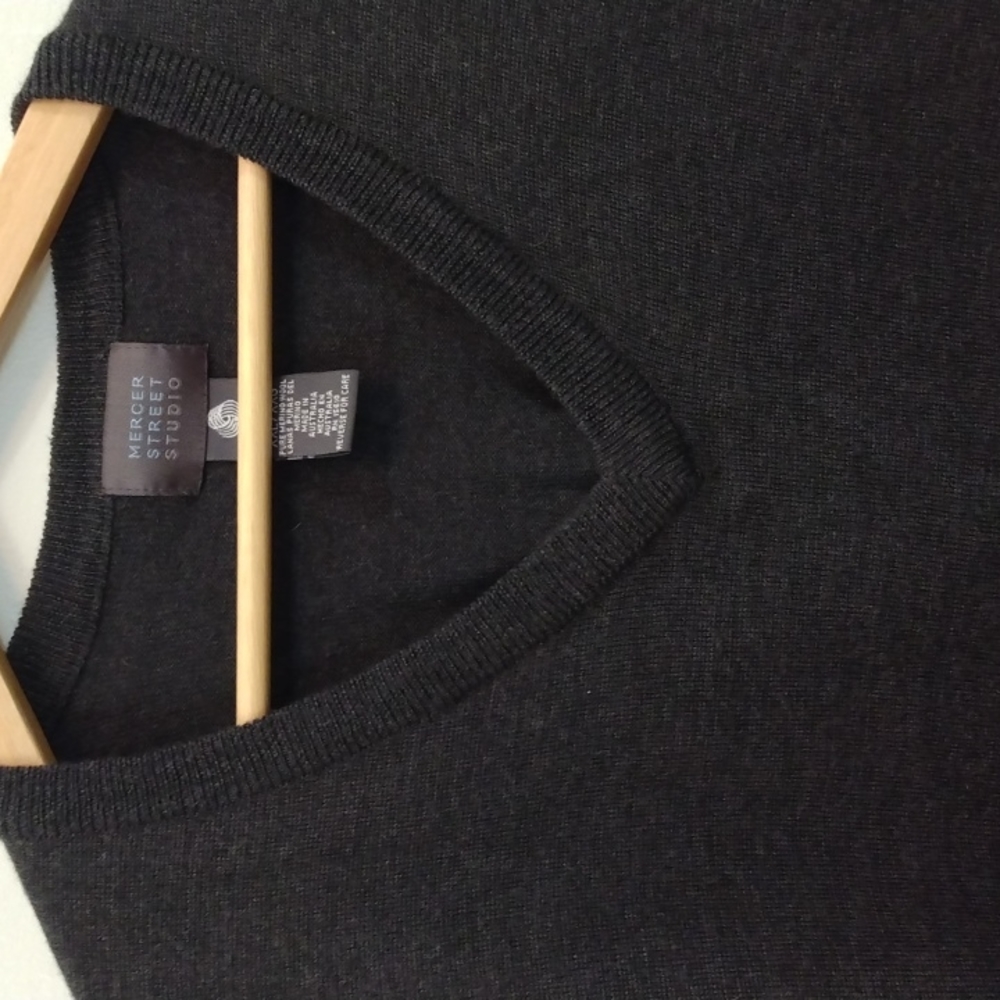 Mercer Street Studio XXL Grey Merino Wool Sweater Vest